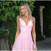 LIZAKOSHT  -  Elegant Flowing Dress V-neck Sexy Sweet Summer Party Date Dressing Charming Fashionable Feminine Evening Gown For Women